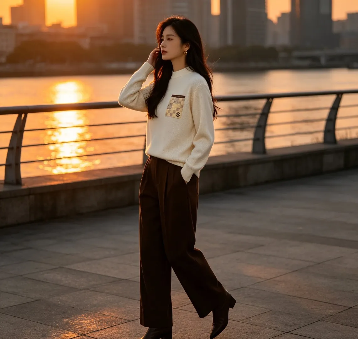 Louis Vuitton/Louis Vuitton checkered fake pocket crewneck sweater